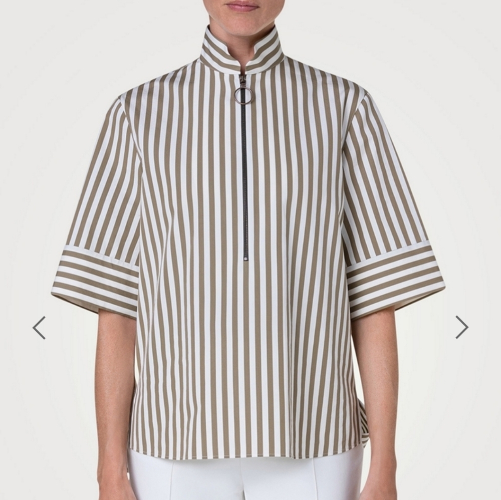 Akris Punto Poplin Striped Blouse